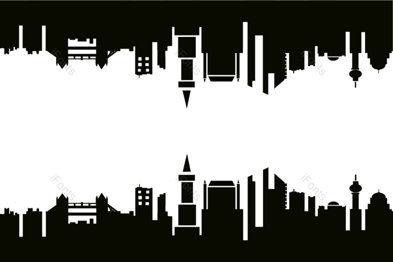 边框图片,黑色元素,建筑PNG,剪影免抠素材